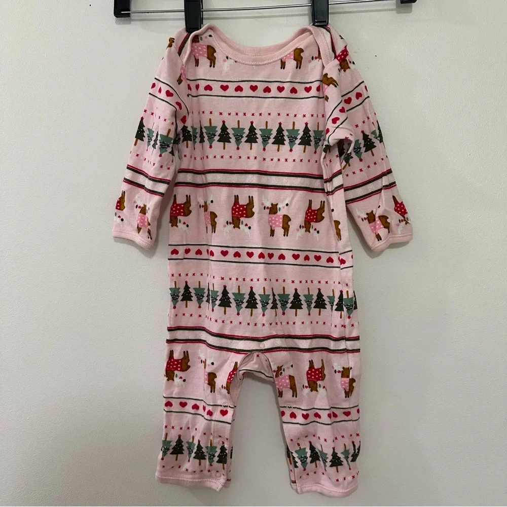 Old Navy Christmas Long Sleeve Uni-sex One Piece Outfit 6-12 Month bundle of 2